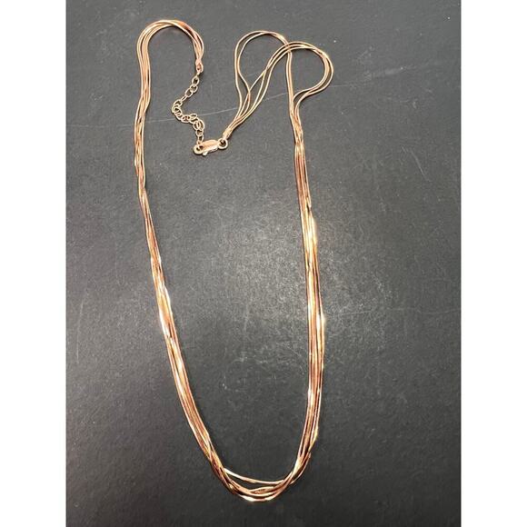 NEW Italian rose gold over sterling silver multi row chain necklace-18 inch - Picture 8 of 11